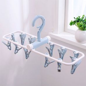 Clip & Drip Foldable Drying Hanger 12 Clips Blue Grey