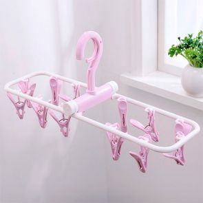Clip & Drip Foldable Drying Hanger 12 Clips Purple