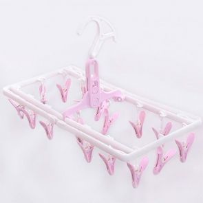 Clip & Drip Foldable Drying Hanger 16 Clips Purple