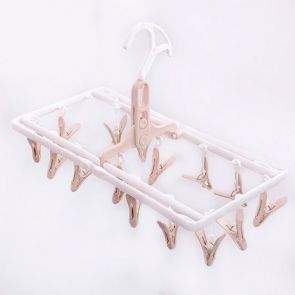 Clip & Drip Foldable Drying Hanger 16 Clips Taupe