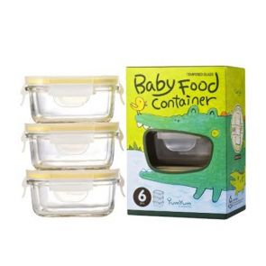 Glasslock 3 Piece Baby Food Rectangle Glass Container Set 150ml