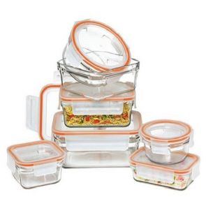 Glasslock 7 Piece Rimless Tempered Glass Food Container Set