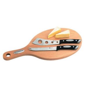 Scanpan 3 Piece Cheese Knife and Beechwood Cutting Board Set