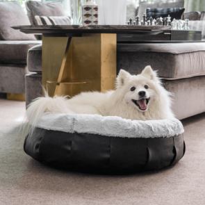 Superior Pet Goods Harley Dog Bed - Vegan Leather & Everly Faux Fur