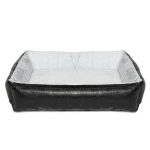 Superior Pet Goods Ortho Dog Lounger - Vegan Leather & Everly Faux Fur
